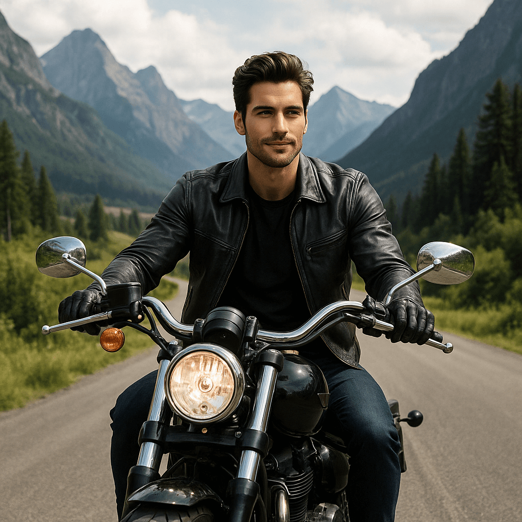 cool man is travelling by bike